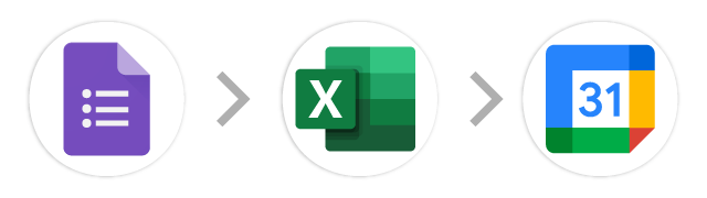 Googleフォーム→Excel→Googleカレンダー